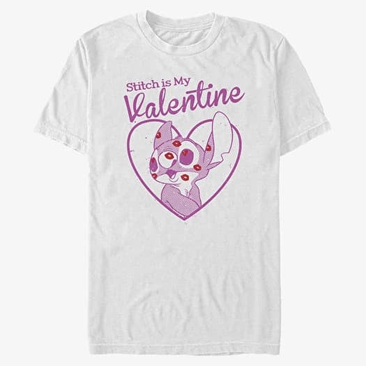 T-shirt Merch Disney Classics Lilo & Stitch - Stitch Valentine Unisex T-Shirt White