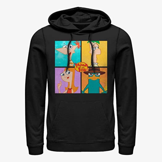 Sweatshirt Merch Disney Classics Phineas And Ferb - 4 CHARACTER BOXUP Unisex Hoodie Black
