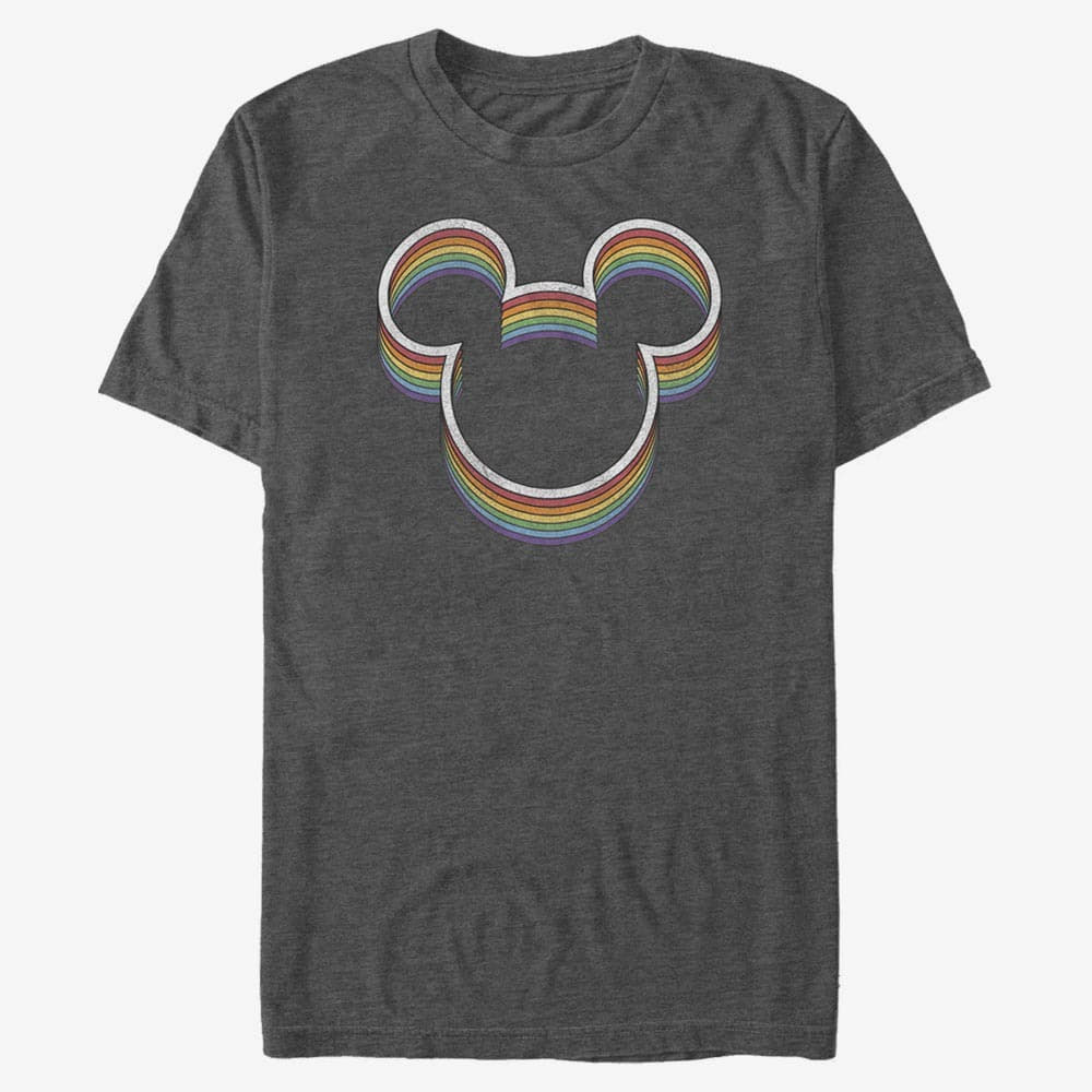 Trička Merch Disney Classics Mickey Classic - Rainbow Ears Unisex T-Shirt Dark Heather Grey