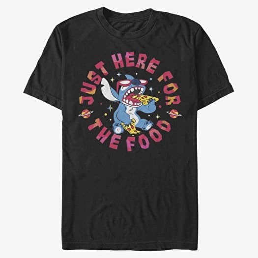 Majica Merch Disney Classics Lilo & Stitch - Stitch Pizza Unisex T-Shirt Black