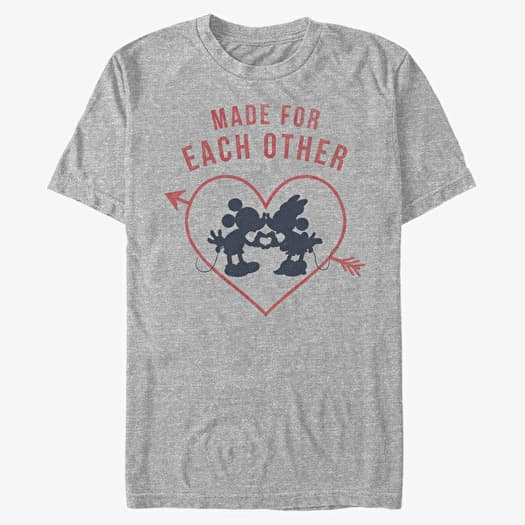 T-shirt Merch Disney Classics Mickey Classic - Heart Polka Dot Silhouette Unisex T-Shirt Heather Grey
