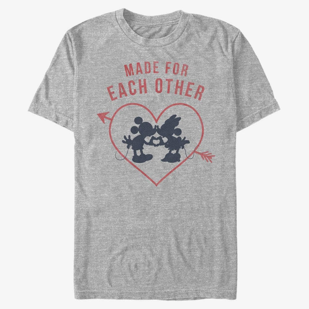 T-shirts Merch Disney Classics Mickey Classic - Heart Polka Dot Silhouette Unisex T-Shirt Heather Grey
