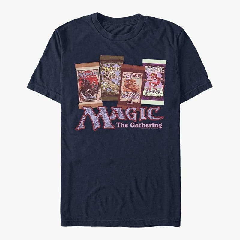 Tričko Merch Magic: The Gathering - Card Packs Unisex T-Shirt Navy Blue