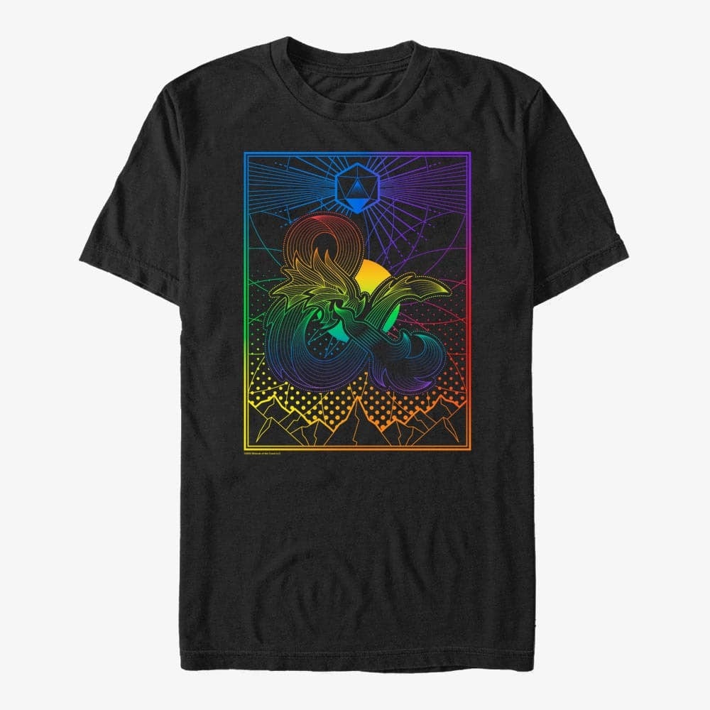 Trička Merch Dungeons & Dragons - Dice Gradient Landscape Unisex T-Shirt Black