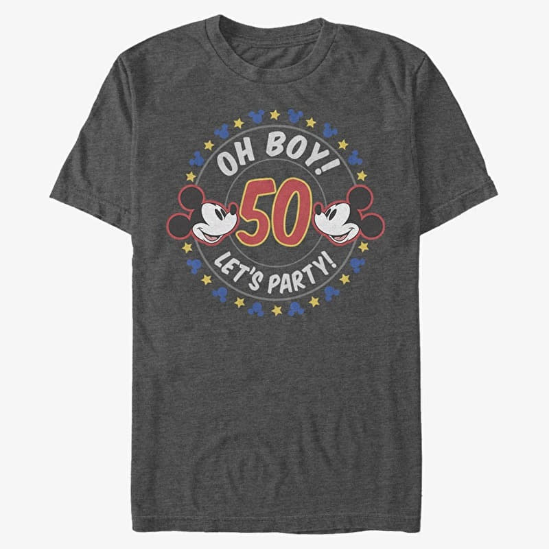 T-Shirt Merch Disney Classics Mickey Classic - Oh Boy Mickey 50 Unisex T-Shirt Dark Heather Grey