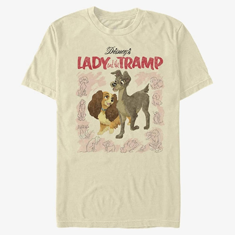 T-Shirt Merch Disney Classics Lady & The Tramp - Vintage Cover Unisex T-Shirt Natural