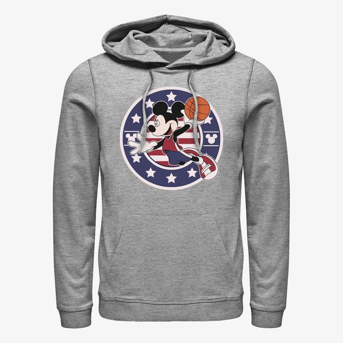 Mikiny Merch Disney Classics Mickey Classic - B Ball Americana Unisex Hoodie Heather Grey