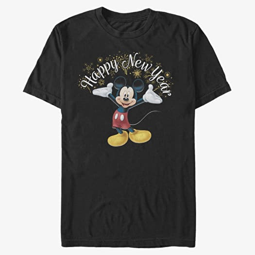 T-shirt Merch Disney Classics Mickey Classic - Mickey Happy New Year Unisex T-Shirt Black