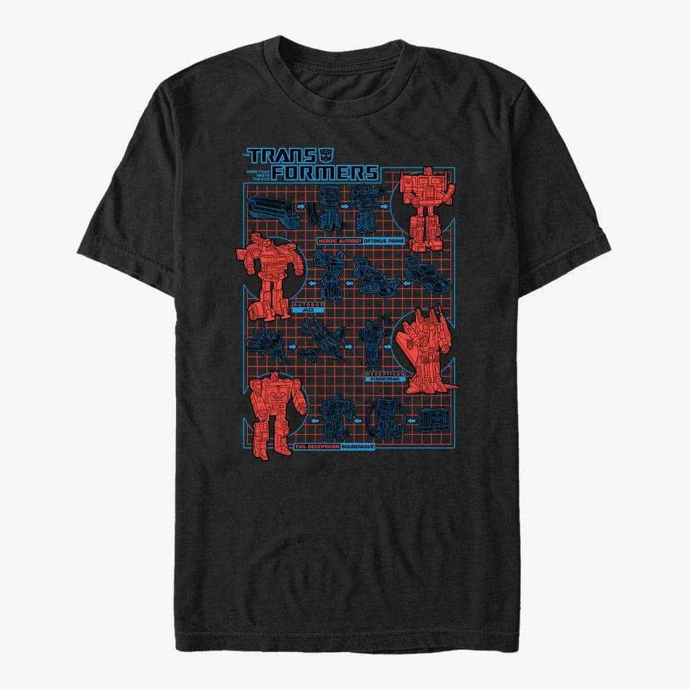 Trička Merch Hasbro Vault Transformers - How to Transform Unisex T-Shirt Black