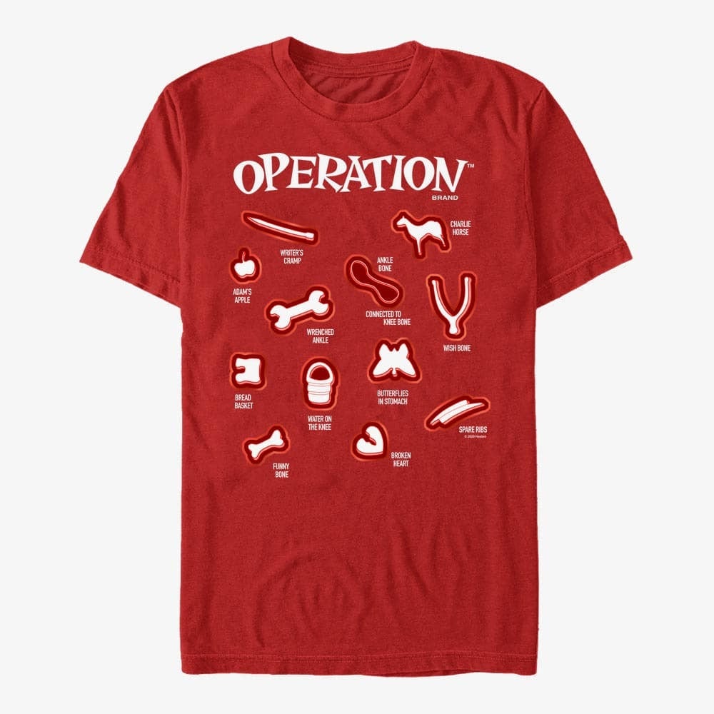Trička Merch Hasbro Operation - Operation Parts Unisex T-Shirt Red