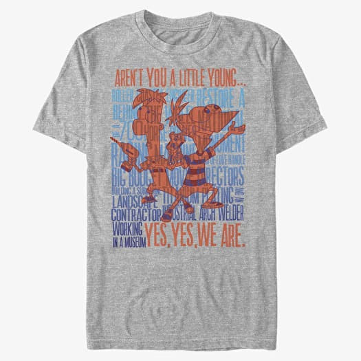 Tričko Merch Disney Classics Phineas And Ferb - A Little Young Unisex T-Shirt Heather Grey