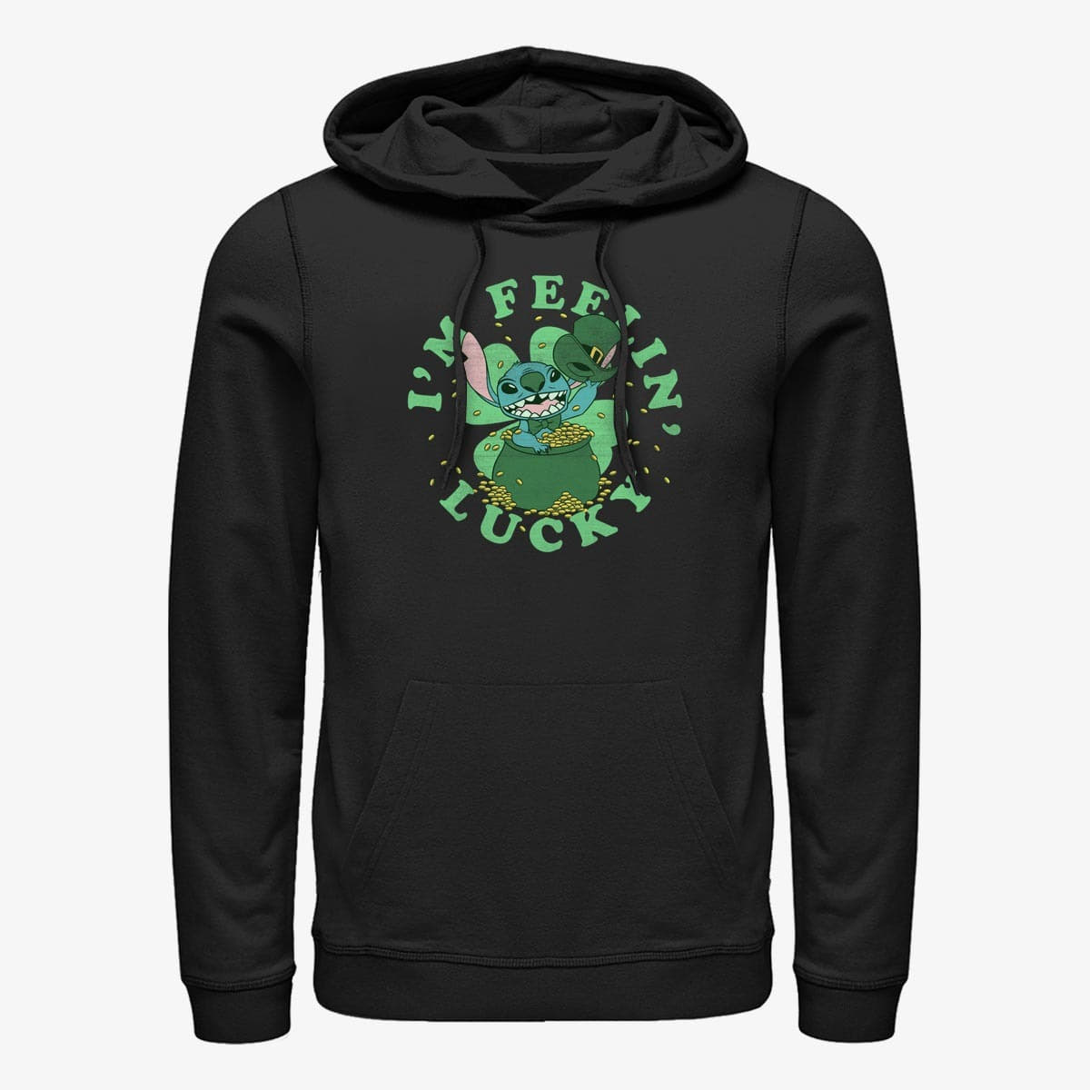 Mikiny Merch Disney Classics Lilo & Stitch - I'm Feelin Lucky Unisex Hoodie Black