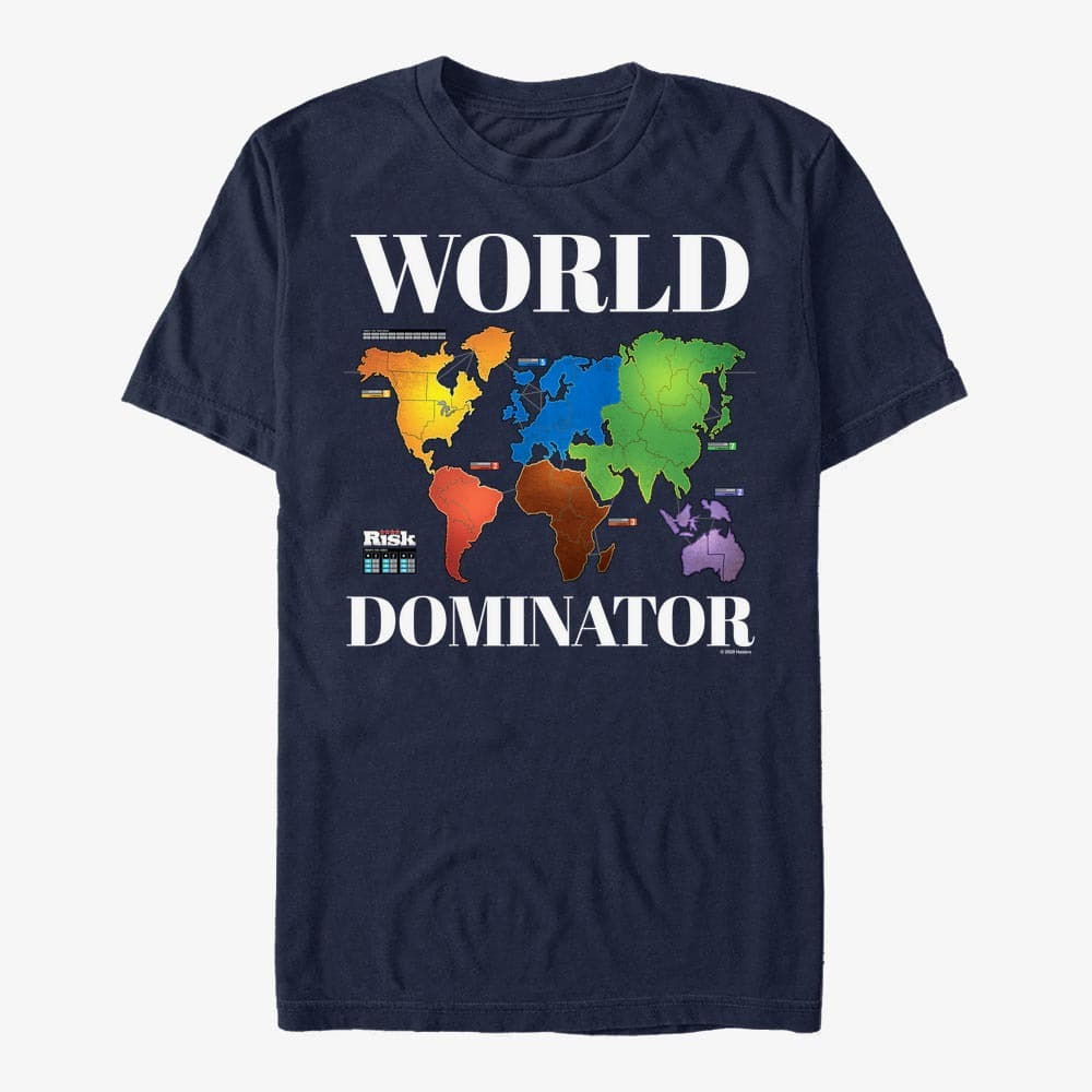 Trička Merch Hasbro Risk - World Dominate Unisex T-Shirt Navy Blue