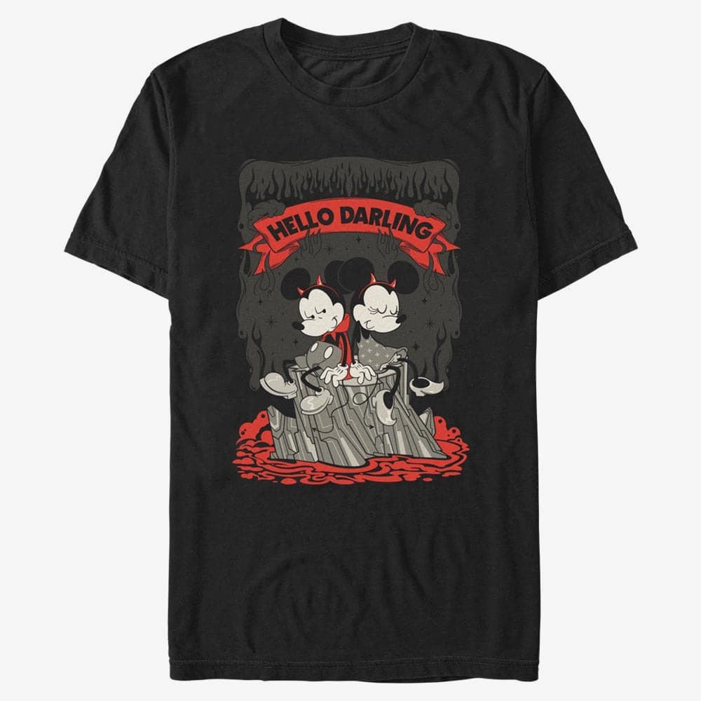 Trička Merch Disney Classics Mickey & Friends - Mickey Hello Darling Unisex T-Shirt Black