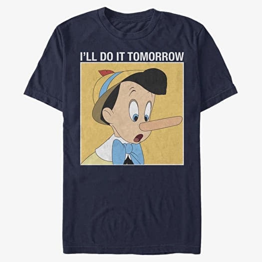 Camiseta Merch Disney Classics Pinocchio - Do It Tomorrow Unisex T-Shirt Navy Blue