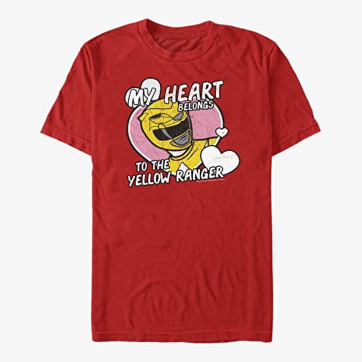 T-shirt Merch Hasbro Vault Power Rangers - Heart Belongs to Yellow Ranger Unisex T-Shirt Red