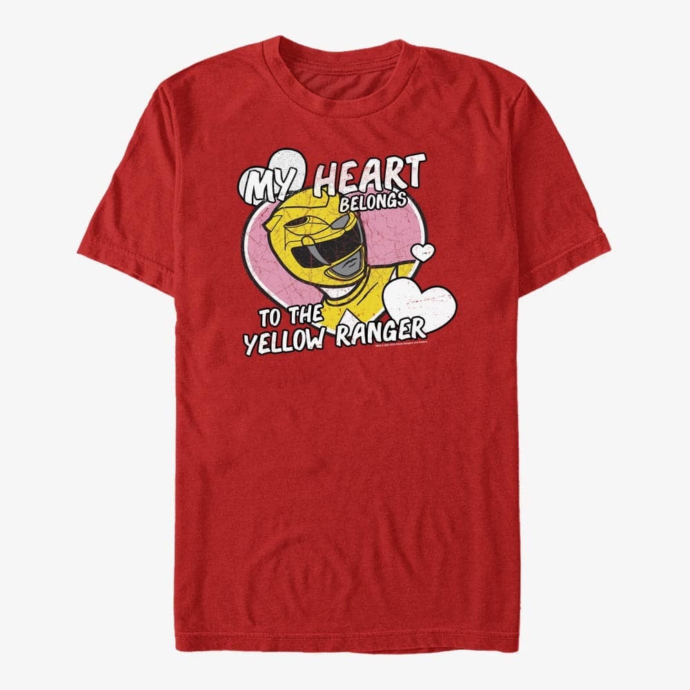 Marškinėliai Merch Hasbro Vault Power Rangers - Heart Belongs to Yellow Ranger Unisex T-Shirt Red