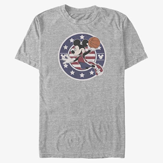 T-shirt Merch Disney Classics Mickey Classic - B Ball Americana Unisex T-Shirt Heather Grey