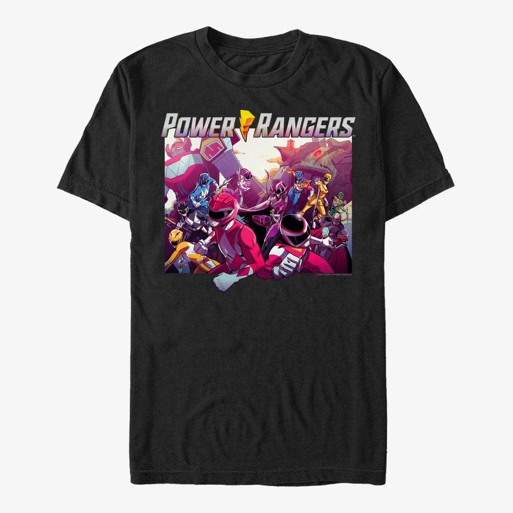 Trička Merch Hasbro Vault Power Rangers - Power TeamUp Unisex T-Shirt Black