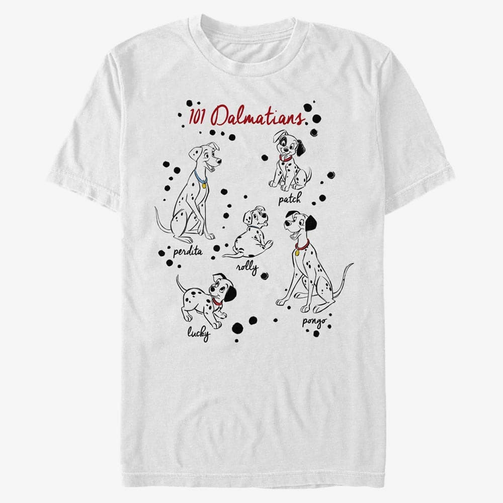 T-Shirts Merch Disney Classics 101 Dalmatians - Puppy Names Unisex T-Shirt White