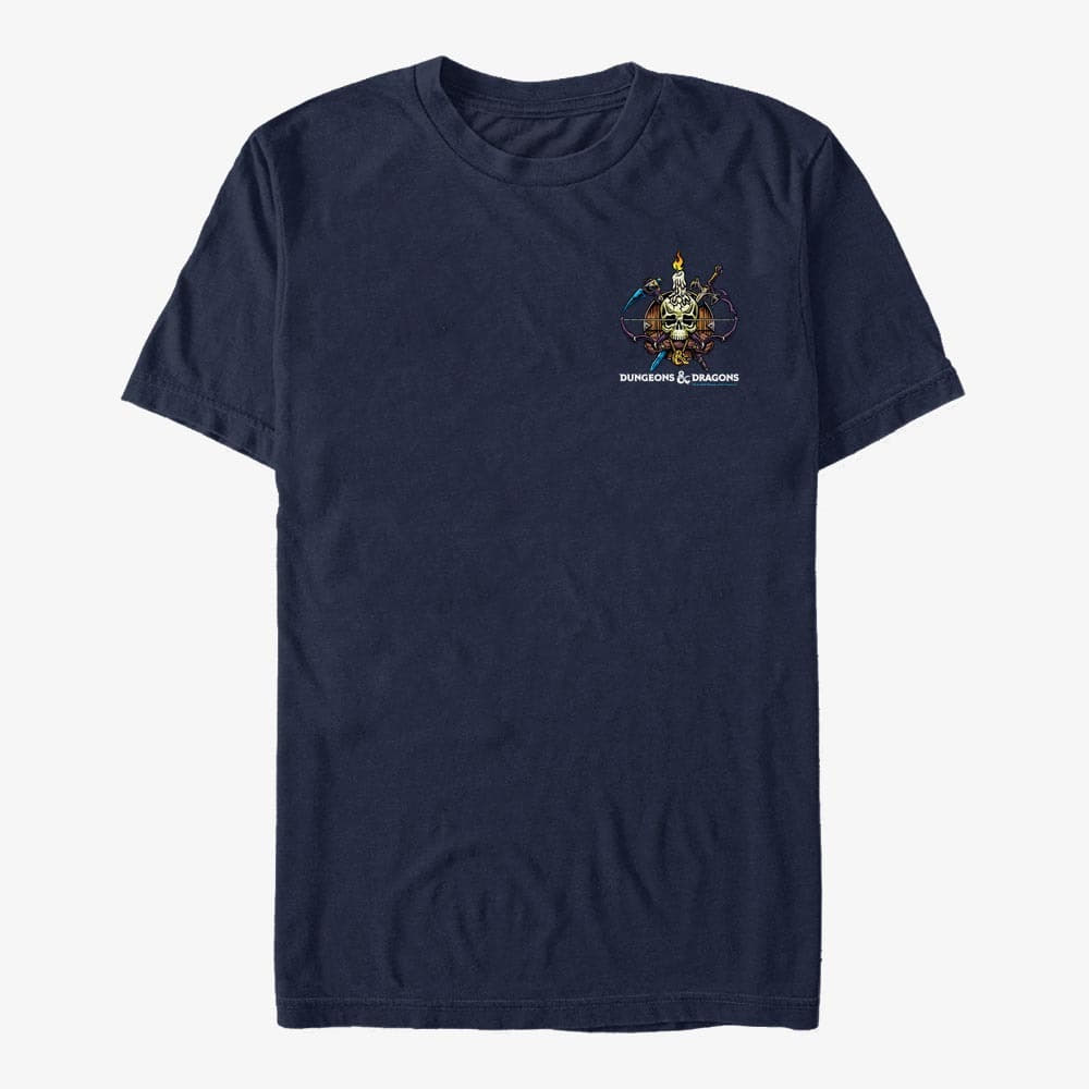 Trička Merch Dungeons & Dragons - Skull Badge Unisex T-Shirt Navy Blue