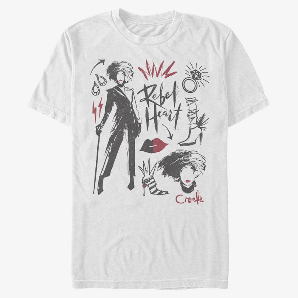 majice kratkih rukava Merch Disney Classics DNCA - CRUELLA FASHION SKETCHES Unisex T-Shirt White