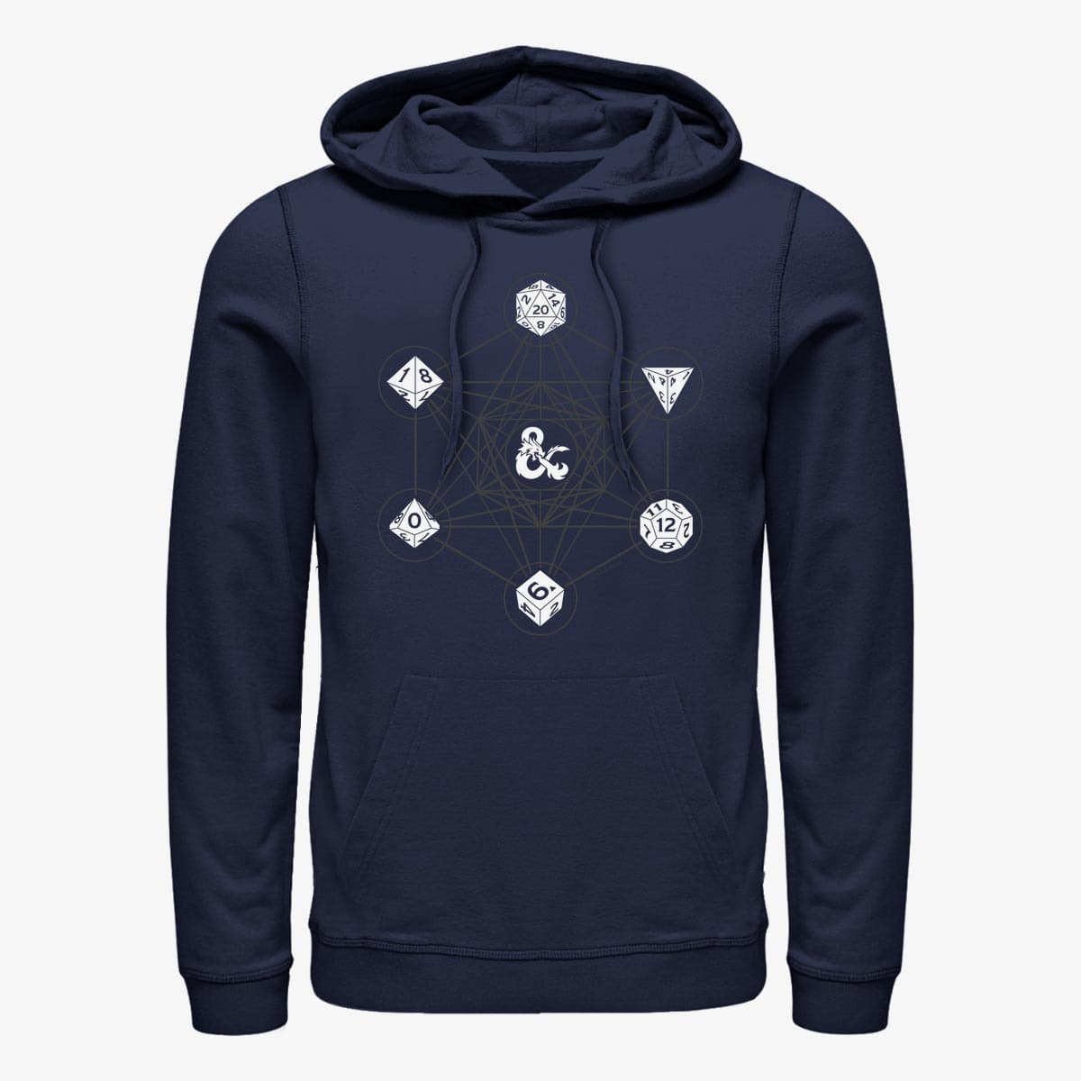 Sweatshirts Merch Dungeons & Dragons - 6 DIE WITH METATRON GEOMETRY Unisex Hoodie Navy Blue