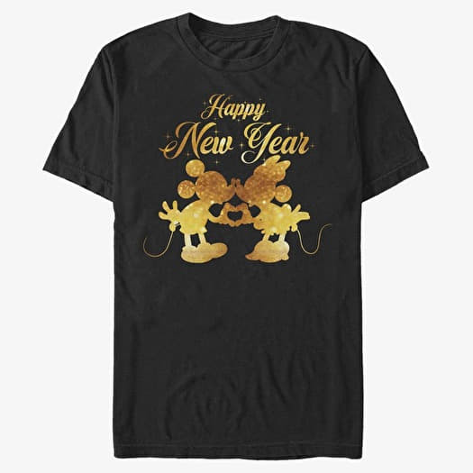 T-shirt Merch Disney Classics Mickey Classic - Mickey and Minnie Kissing Unisex T-Shirt Black