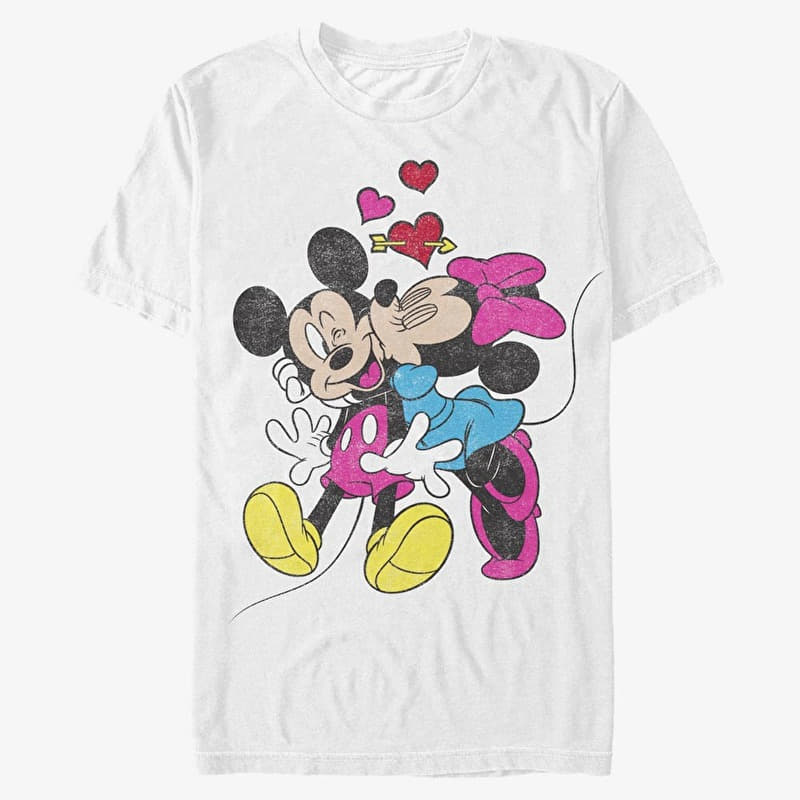 T-Shirt Merch Disney Classics Mickey Mouse - MICKEY MINNIE LOVE Unisex T-Shirt White