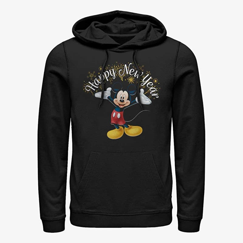 Mikina Merch Disney Classics Mickey Classic - Mickey Happy New Year Unisex Hoodie Black