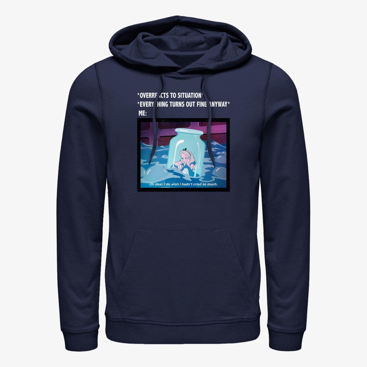 Felpe Merch Disney Classics Alice In Wonderland - Anxiety Meme Unisex Hoodie Navy Blue