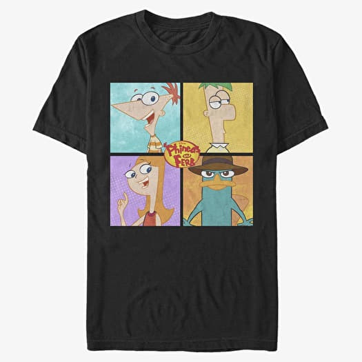 T-shirt Merch Disney Classics Phineas And Ferb - 4 CHARACTER BOXUP Unisex T-Shirt Black