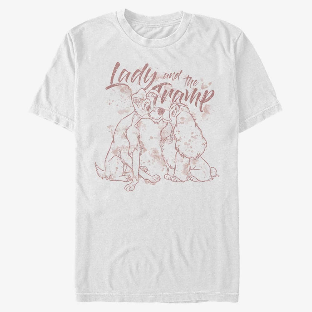 Pólók Merch Disney Classics Lady & The Tramp - Lady Tramp Lineart Unisex T-Shirt White