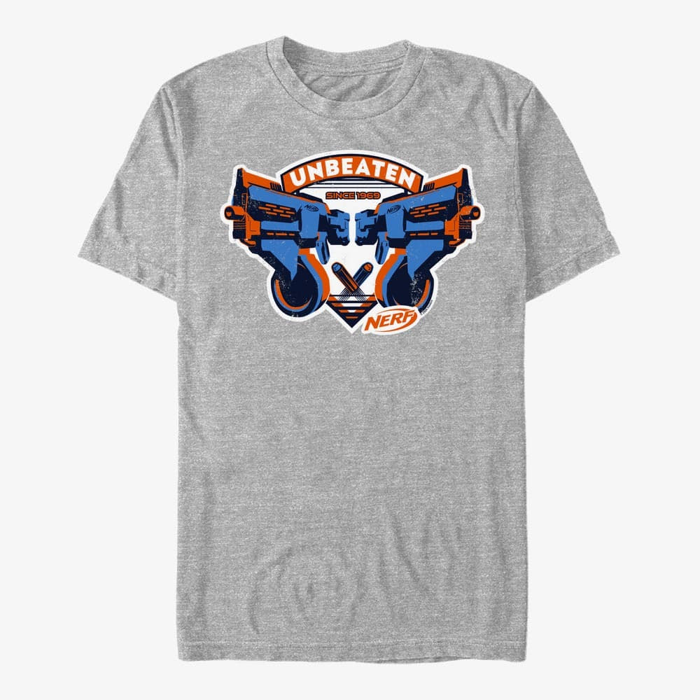 T-Shirts Merch Hasbro Vault Nerf - Unbeaten Badge Unisex T-Shirt Heather Grey