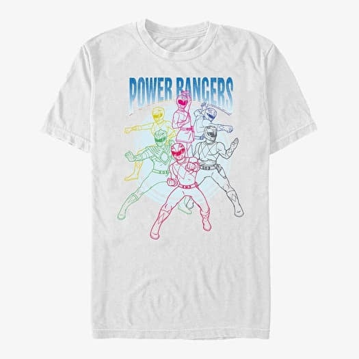 Tričko Merch Hasbro Vault Power Rangers - Power Ranger Line Art Unisex T-Shirt White