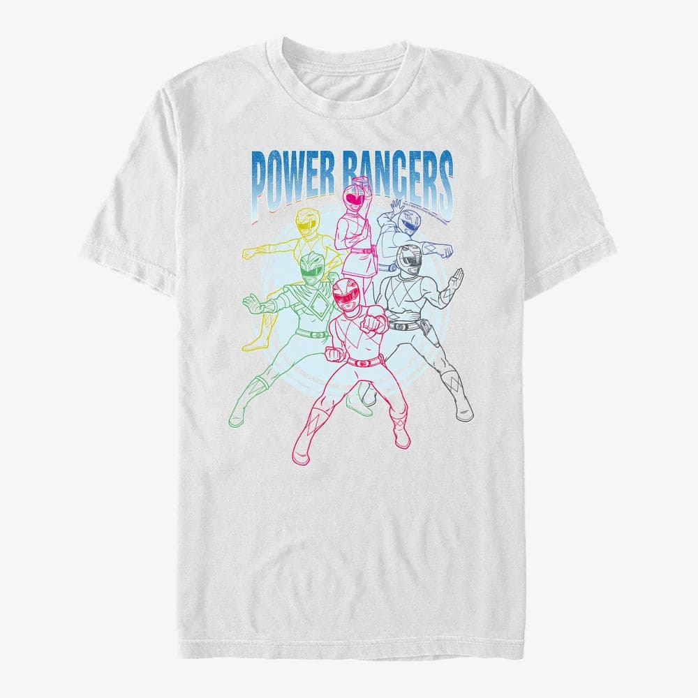 Magliette Merch Hasbro Vault Power Rangers - Power Ranger Line Art Unisex T-Shirt White