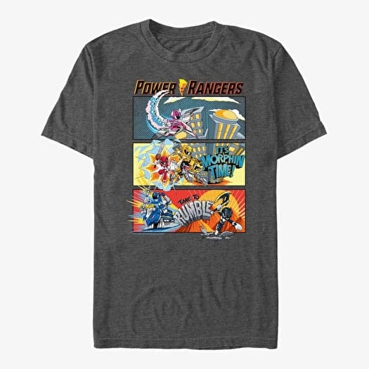 T-shirt Merch Hasbro Vault Power Rangers - Teen Comic Strips Unisex T-Shirt Dark Heather Grey