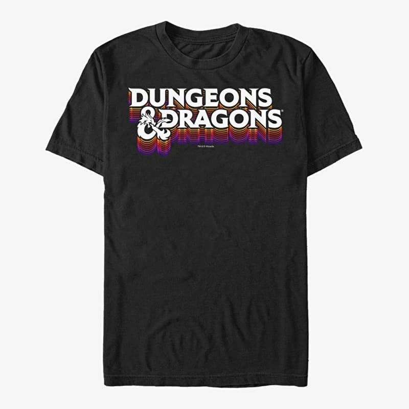 T-shirt Merch Dungeons & Dragons - LOGO 70's RETRO COLORS Unisex T-Shirt Black