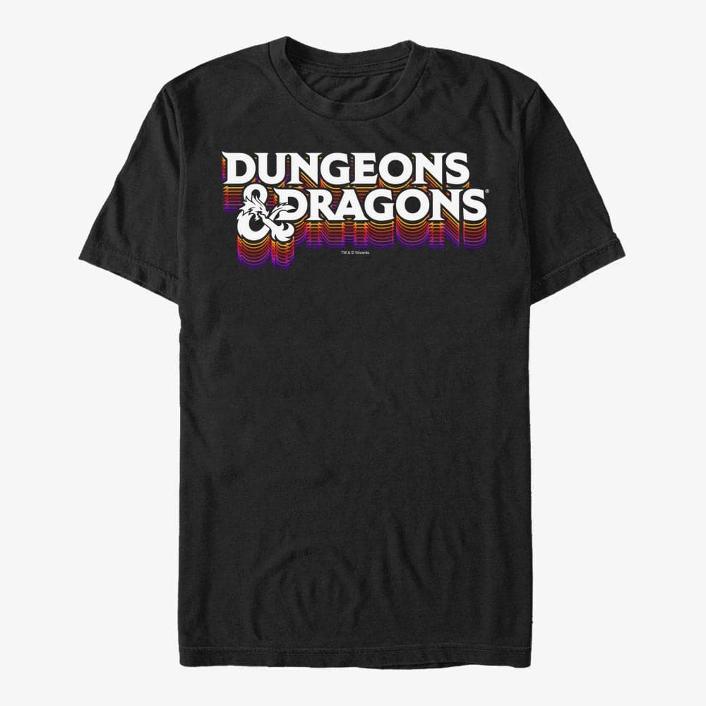 Trička Merch Dungeons & Dragons - LOGO 70's RETRO COLORS Unisex T-Shirt Black