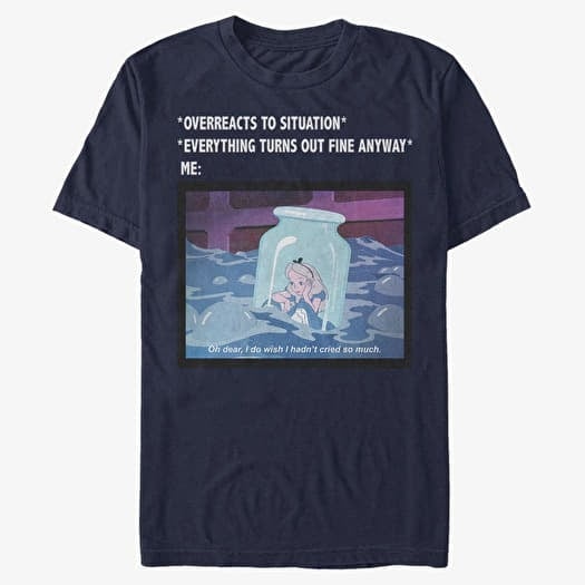 T-shirt Merch Disney Classics Alice In Wonderland - Anxiety Meme Unisex T-Shirt Navy Blue