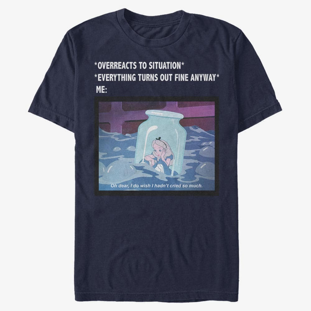 T-shirts Merch Disney Classics Alice In Wonderland - Anxiety Meme Unisex T-Shirt Navy Blue