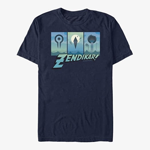T-shirt Merch Magic: The Gathering - Zendikar Triptych Unisex T-Shirt Navy Blue