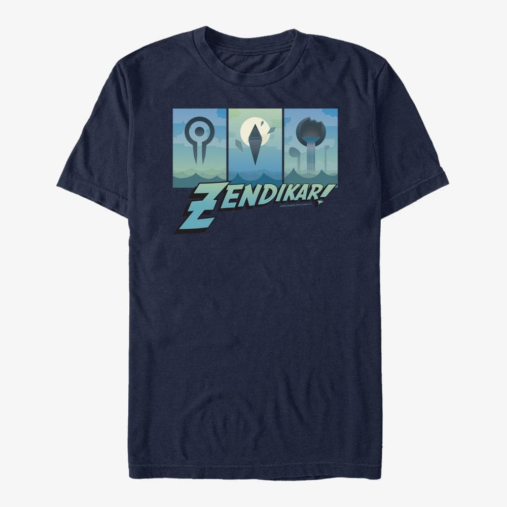 T-Shirts Merch Magic: The Gathering - Zendikar Triptych Unisex T-Shirt Navy Blue