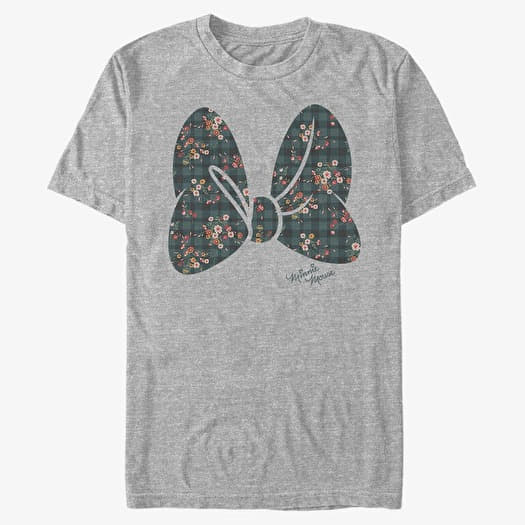Majica Merch Disney Classics Mickey & Friends - Plaid Floral Bow Unisex T-Shirt Heather Grey