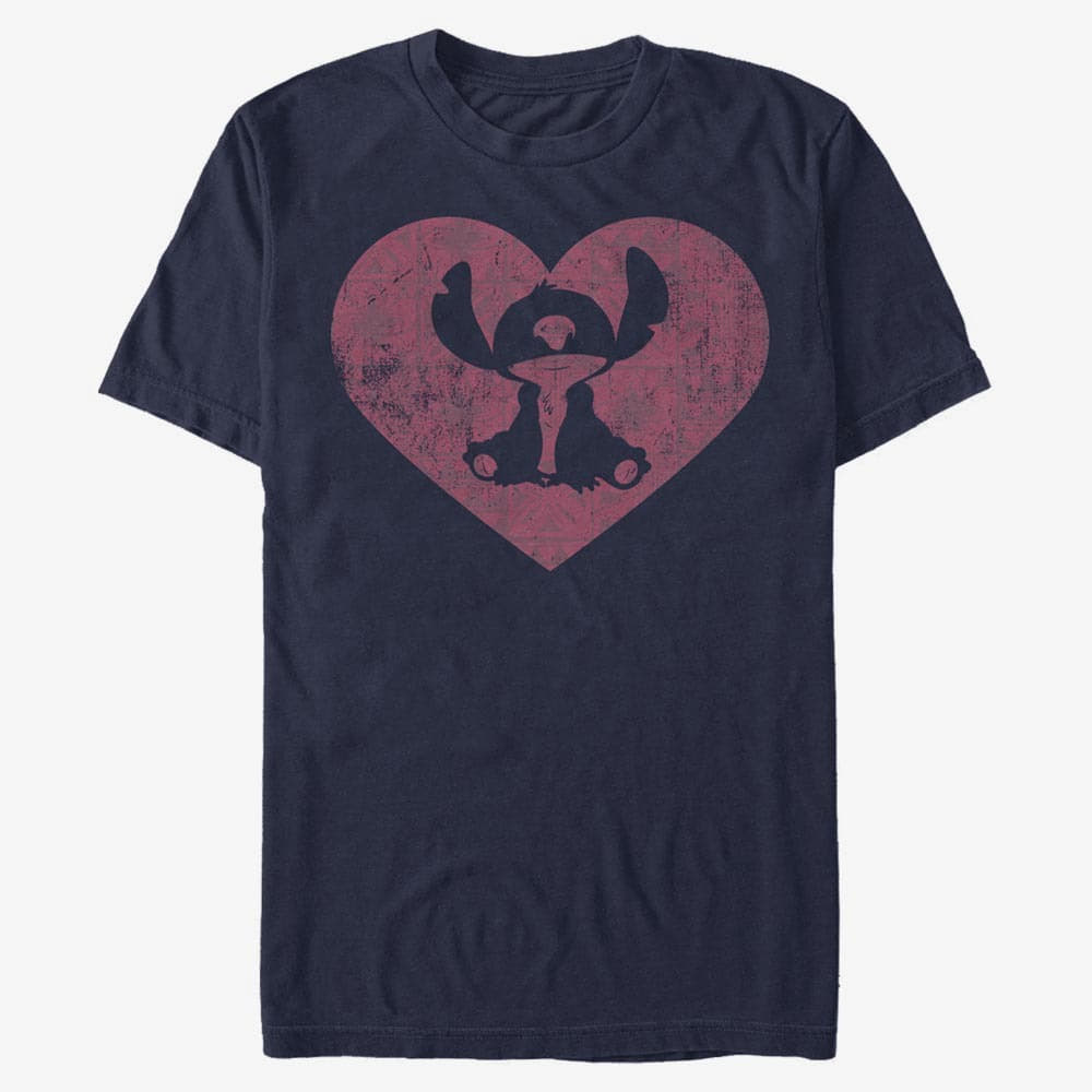 Magliette Merch Disney Classics Lilo & Stitch - Stitch Heart Unisex T-Shirt Navy Blue