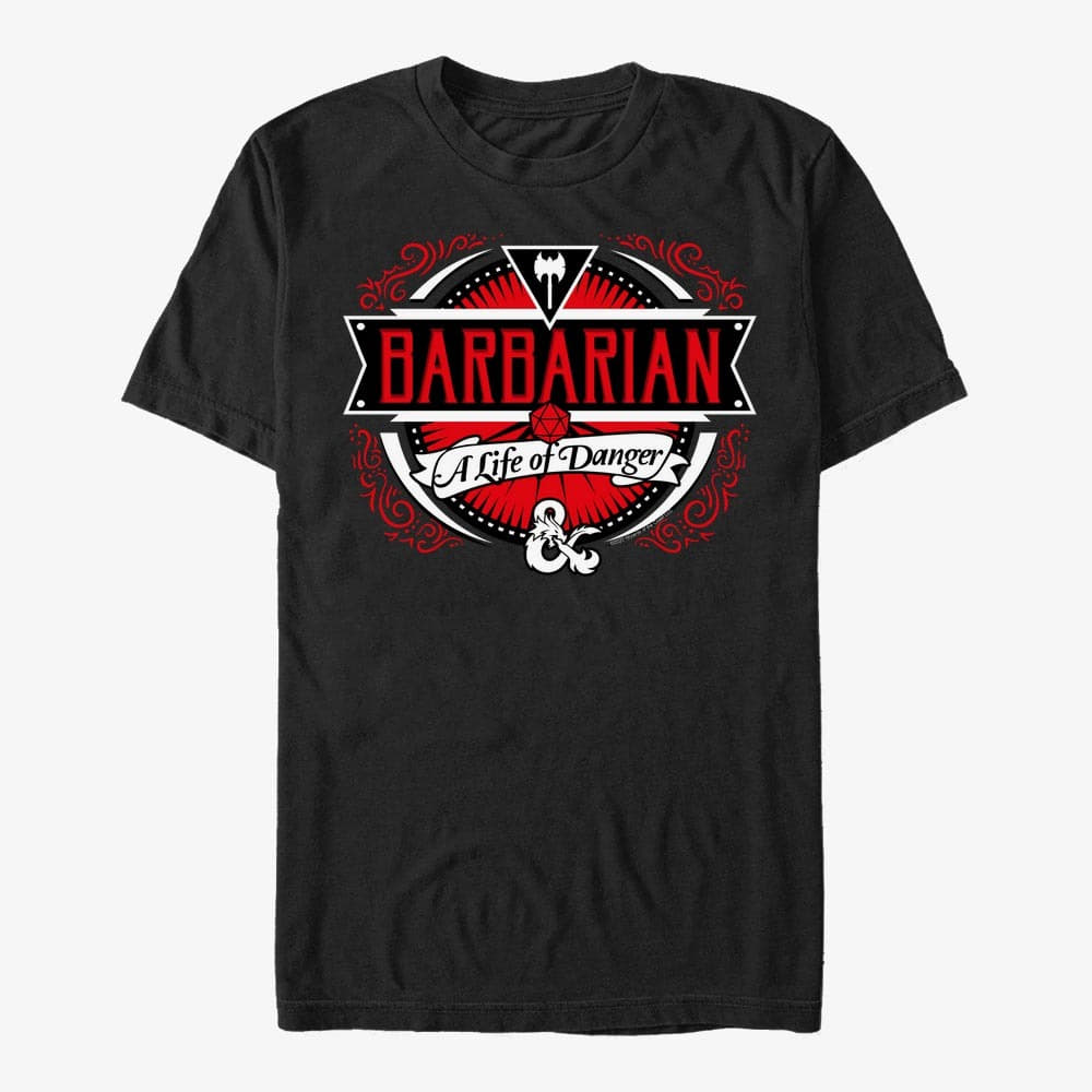 Majice T-shirt Merch Dungeons & Dragons - Barbarian Label Unisex T-Shirt Black