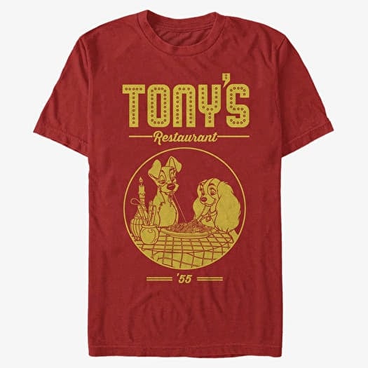 T-shirt Merch Disney Classics Lady & The Tramp - Tonys Restaurant Unisex T-Shirt Red