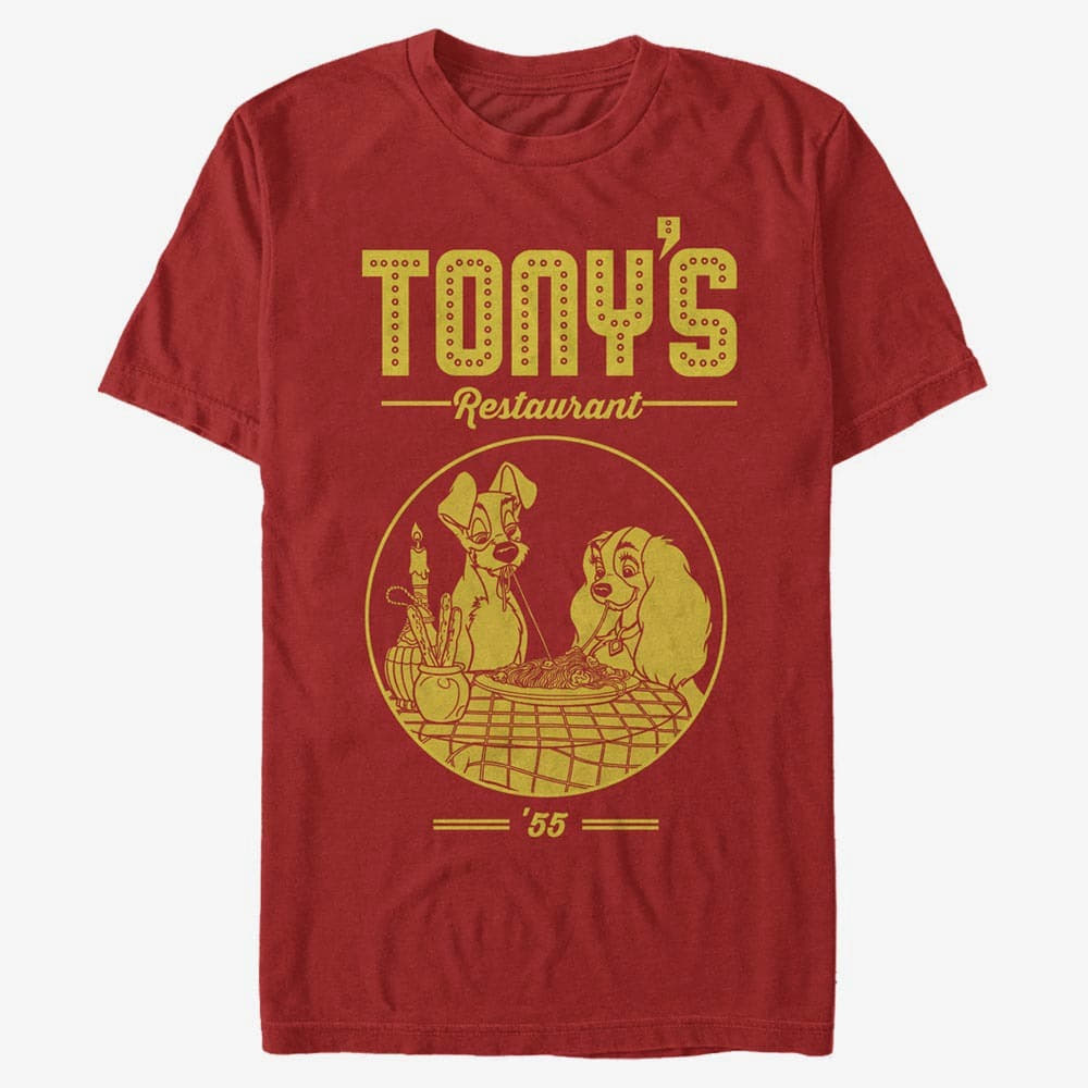 Magliette Merch Disney Classics Lady & The Tramp - Tonys Restaurant Unisex T-Shirt Red