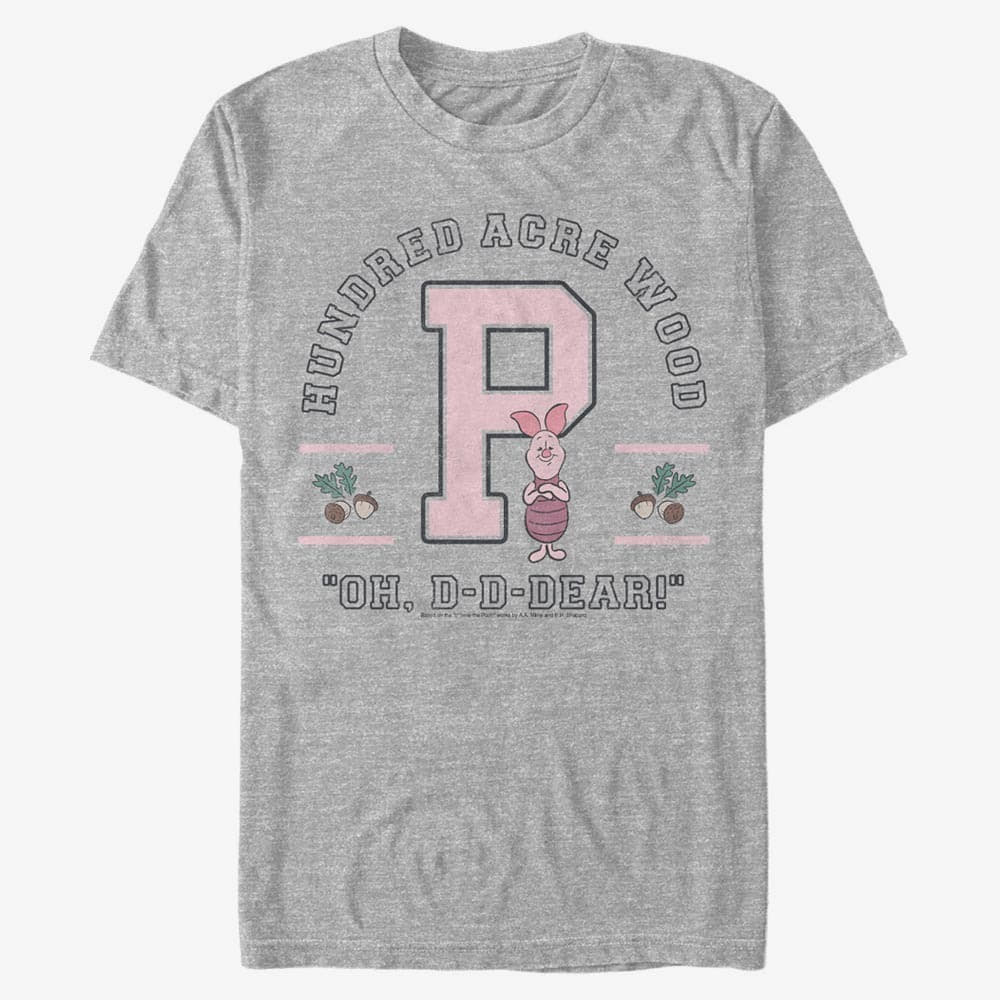 majice kratkih rukava Merch Disney Classics Winnie The Pooh - Piglet Collegiate Unisex T-Shirt Heather Grey