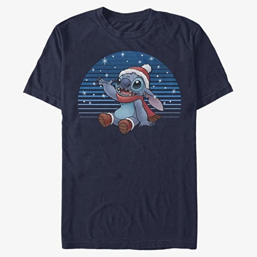 Merch Disney Classics Lilo & Stitch - Snowing Stitch Unisex T-Shirt Navy Blue